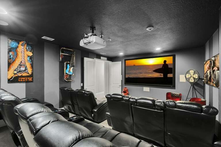 Motor cars themed theater with 100” screen