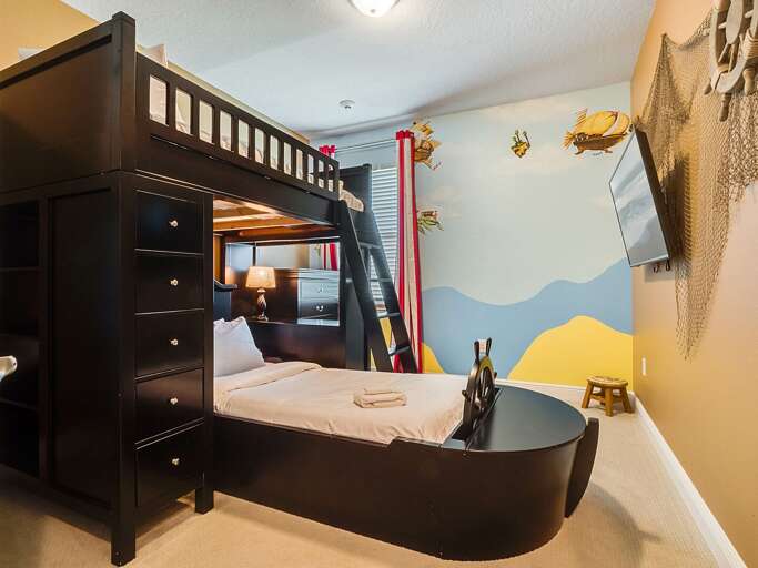 Pirate themed bedroom with Twin over Twin bunk beds