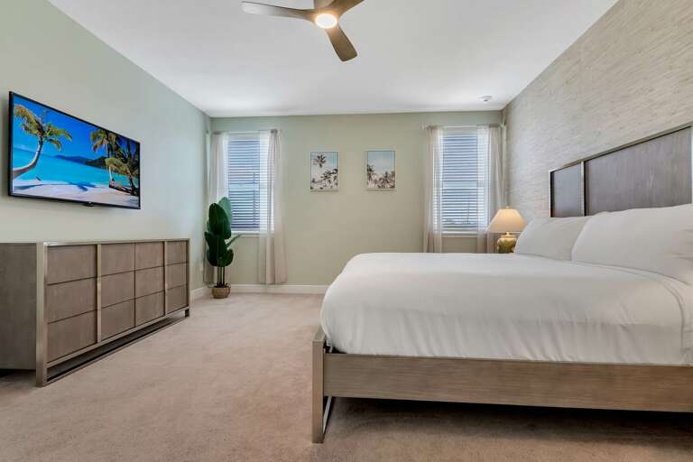 Bedroom with King bed and flat screen TV