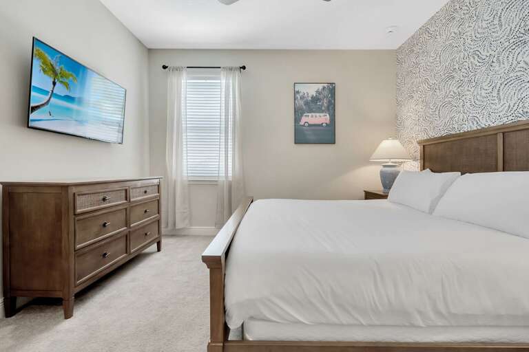 Bedroom with King bed and flat screen TV