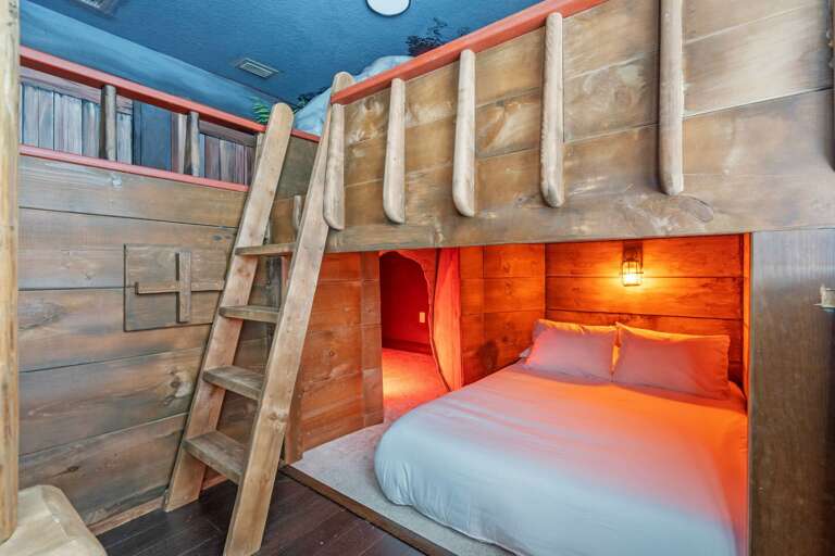Pirate ship themed bedroom with Twin and Full beds