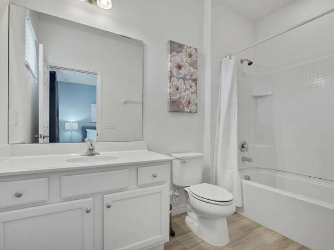 Bathroom with bathtub and shower combo