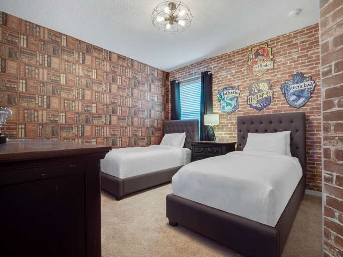 Harry Potter themed bedroom with dual Twin beds