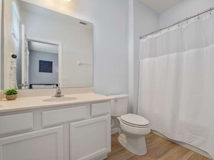Bathroom with bathtub and shower combo