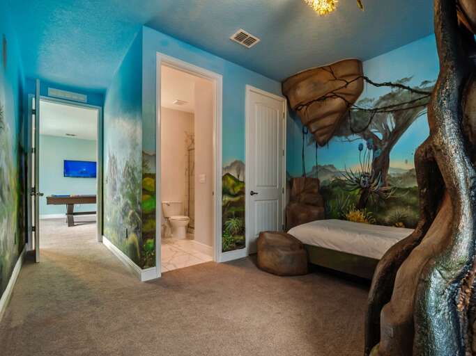 Pandora themed bedroom with 3 Twin beds