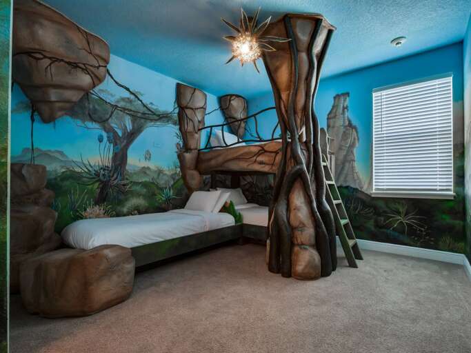 Pandora themed bedroom with 3 Twin beds