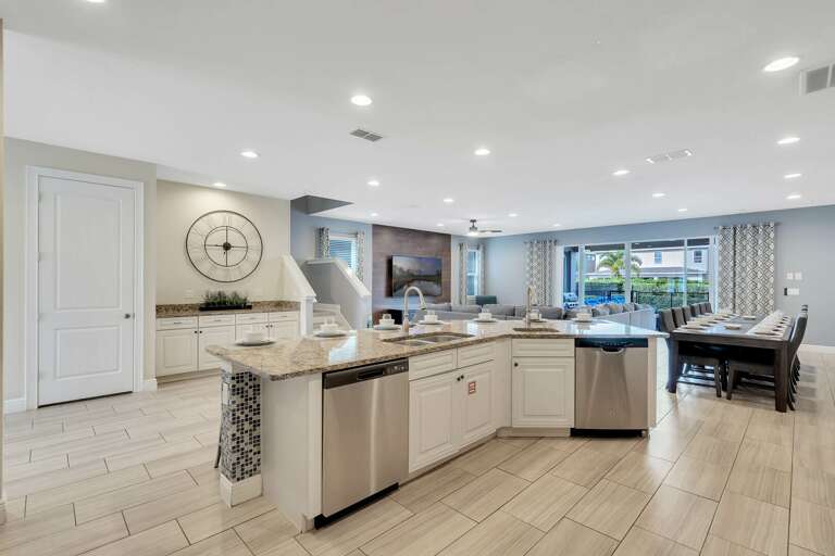Kitchen area with stainless steel appliances and spacious island Kitchen area with stainless steel appliances and spacious island