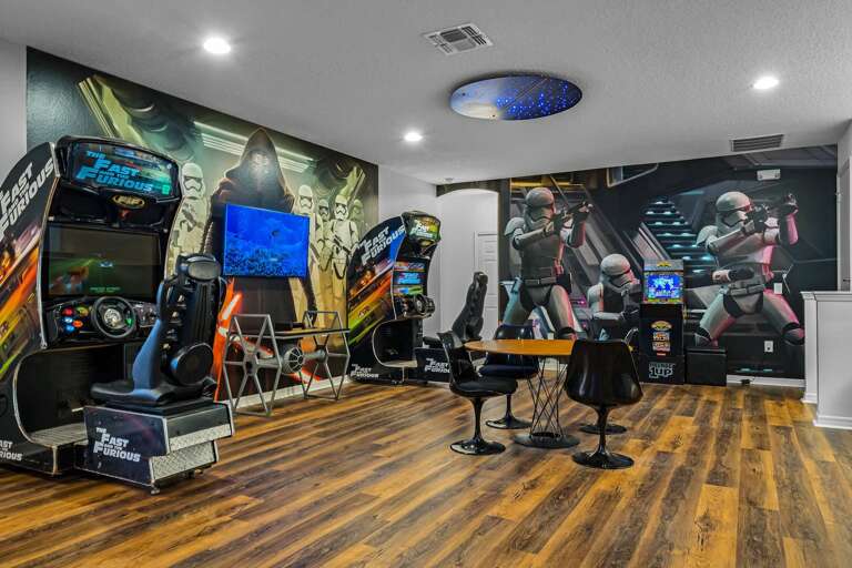 Game room with Skee-Ball and multiple arcades Game room with Skee-Ball and multiple arcades