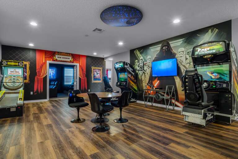 Game room with Skee-Ball and multiple arcades Game room with Skee-Ball and multiple arcades