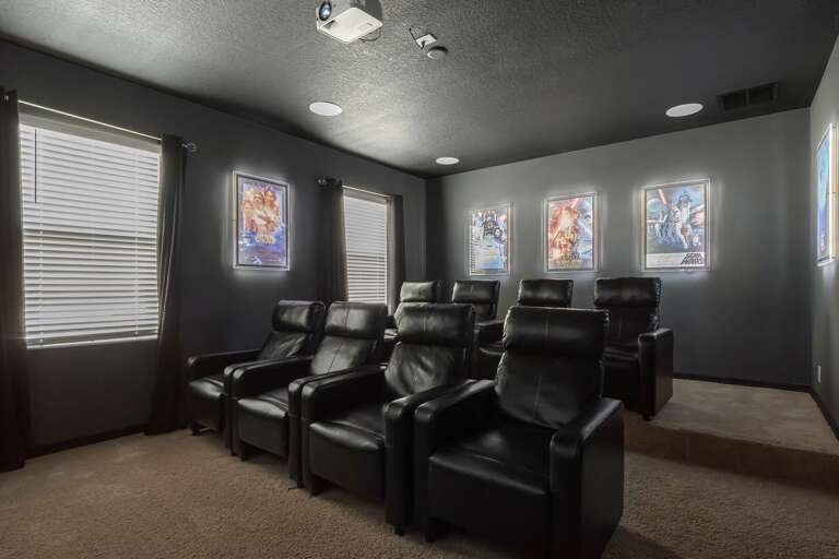 Storm trooper themed theater with tiered seating Storm trooper themed theater with tiered seating