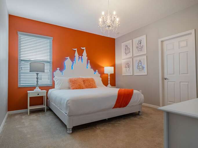 Cinderella's Castle themed bedroom with King bed