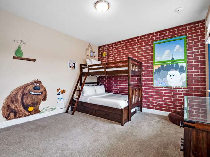 Secret Life of Pets themed bedroom with Twin over Full bunk beds Secret Life of Pets themed bedroom with Twin over Full bunk beds