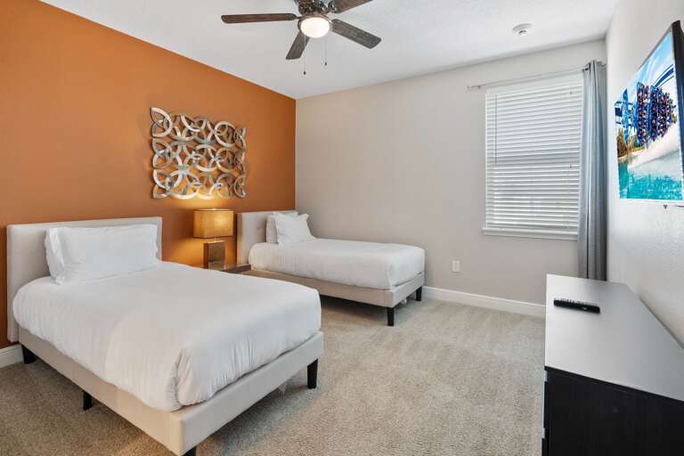 Bedroom with dual Full beds