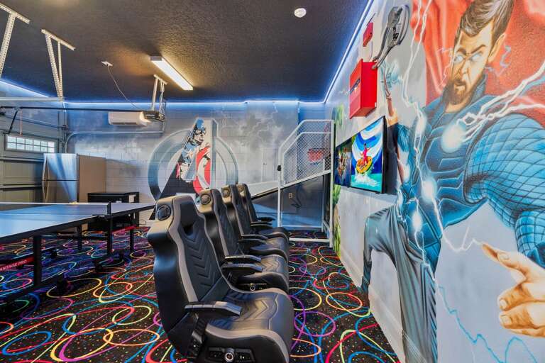 Game room with ping-pong table Game room with ping-pong table