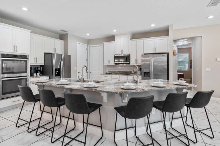 Kitchen with stainless-steel appliances Kitchen with stainless-steel appliances