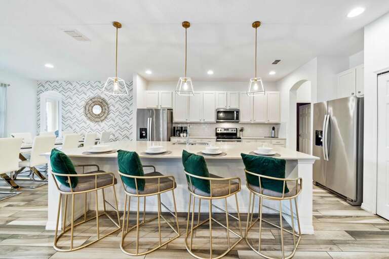Kitchen area with stainless steel appliances