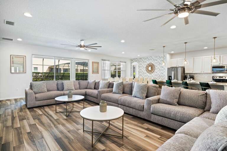 Living area with huge sectional sofa