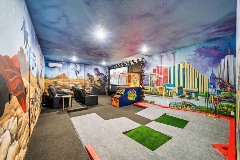 Theater with Indoor mini golf + basketball arcade