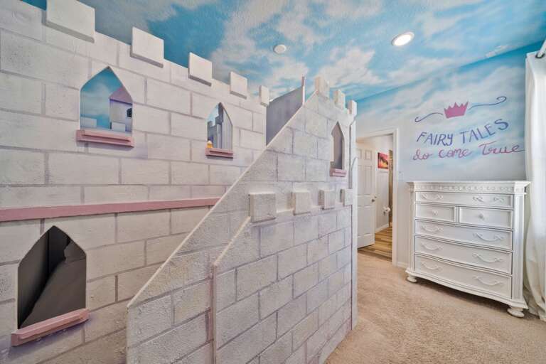 Castle themed bedroom with Full + Full bed