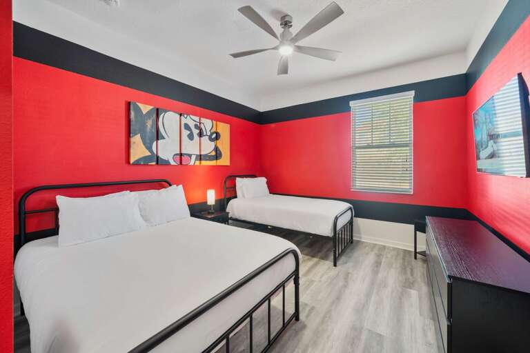 Mickey themed bedroom with Full + Twin bed