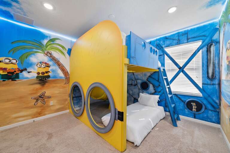 Minions themed bedroom with 2x Twin bed