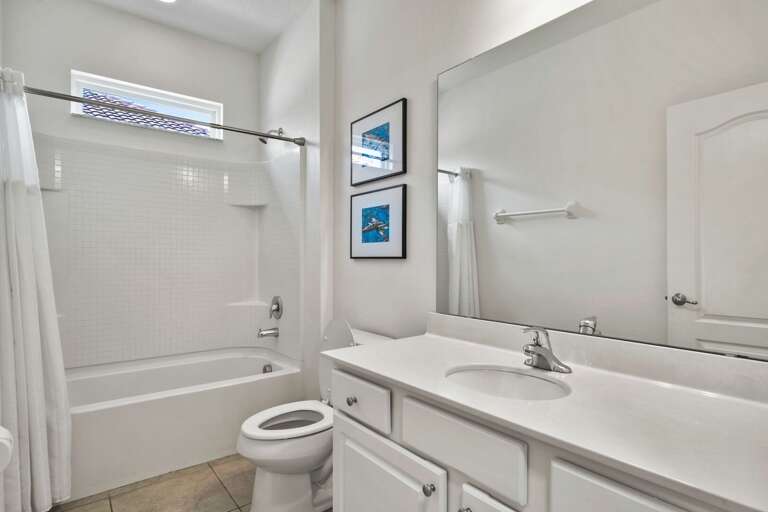 Bathroom with shower and tub combo