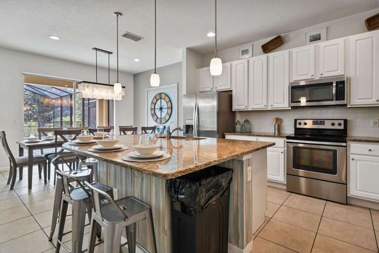 Kitchen area with stainless steel appliances