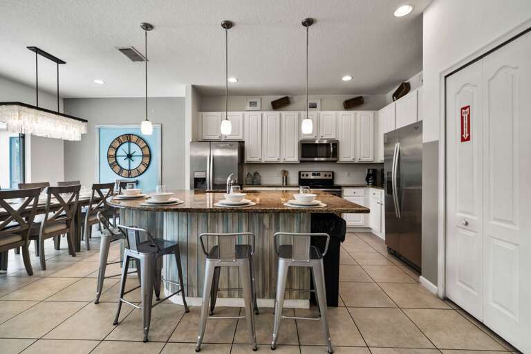 Kitchen area with stainless steel appliances
