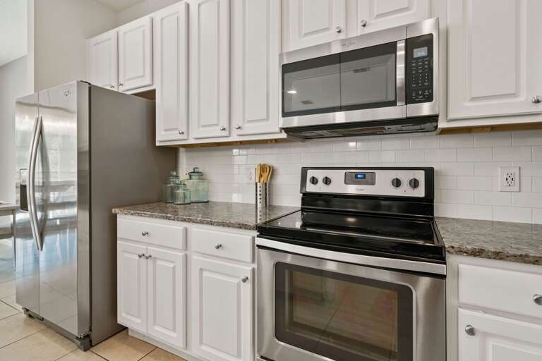 Kitchen area with stainless steel appliances
