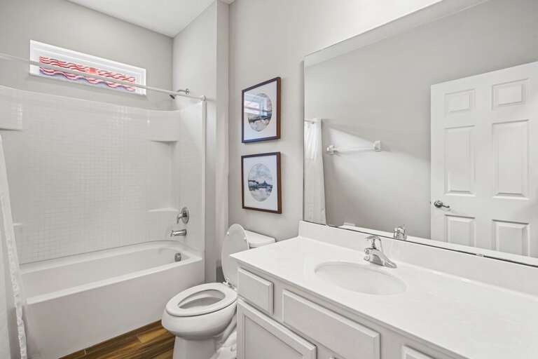 Bathroom with bath and shower combo