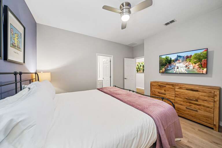 Haring inspired bedroom with King bed