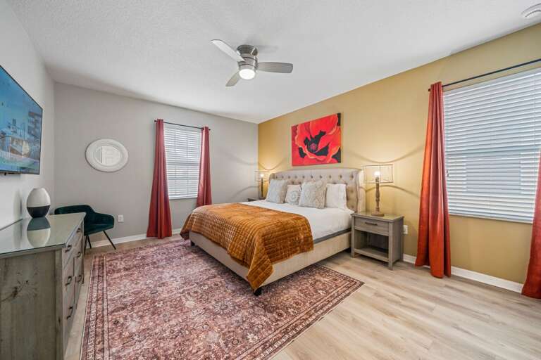 O'Keeffe inspired bedroom with King bed