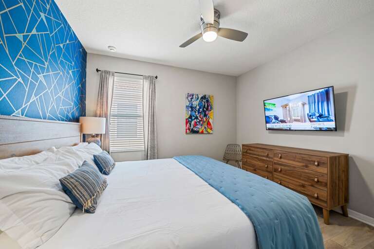 Picasso inspired bedroom with King bed