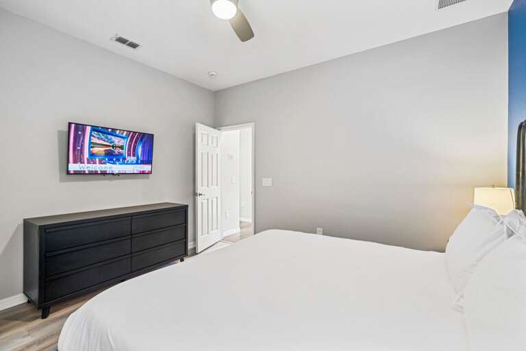 Pollock inspired bedroom with King bed