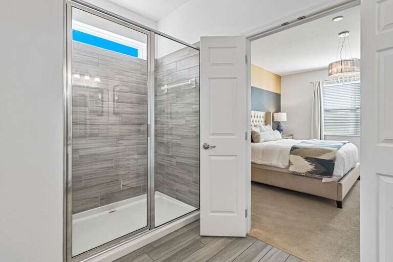 Bathroom w/ glass enclosed shower Bathroom w/ glass enclosed shower