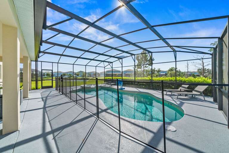 - Covered patio with outdoor dining by the pool  
- Orlando family vacation villa with modern seating  
- Lakeside villa rental near Disney with screened lanai - Covered patio with outdoor dining by the pool  
- Orlando family vacation villa with modern seating  
- Lakeside villa rental near Disney with screened lanai
