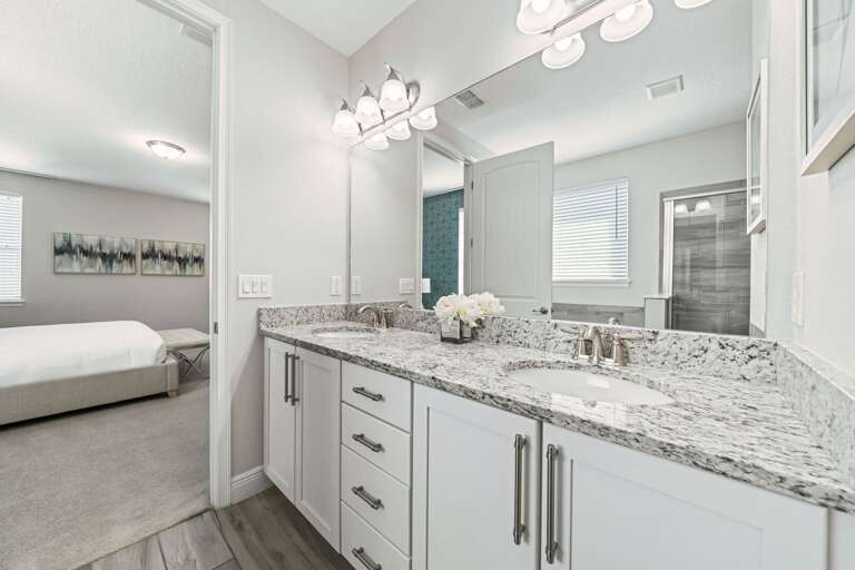 Bathroom with dual sinks Bathroom with dual sinks