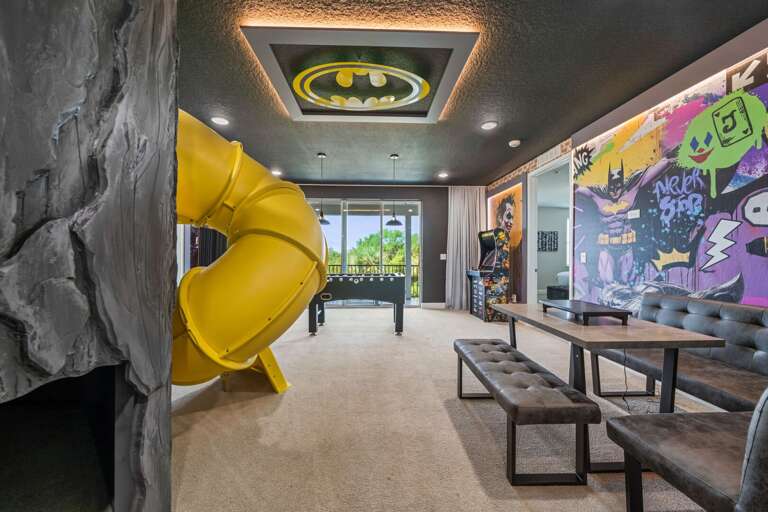 Entertainment room with outdoor patio access Entertainment room with outdoor patio access