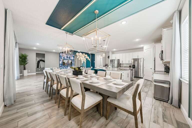 Sophisticated open dining and kitchen space Sophisticated open dining and kitchen space