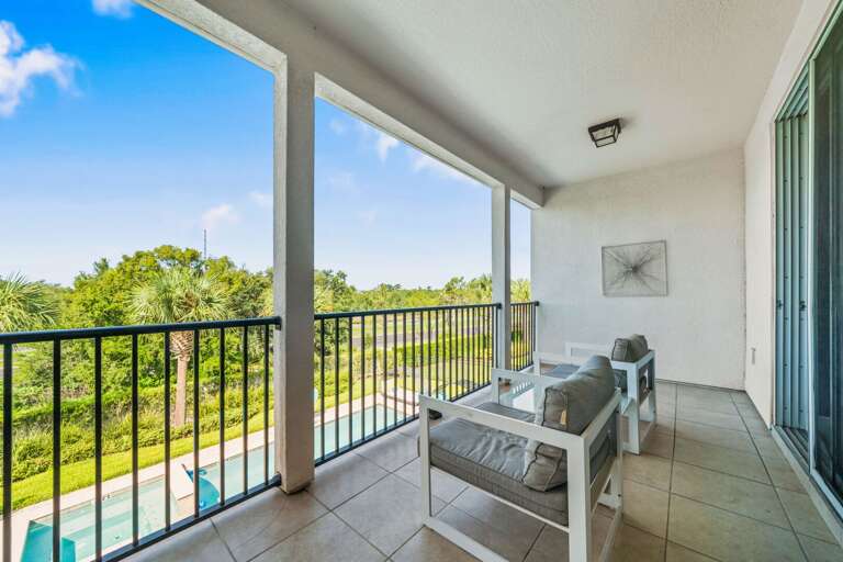 Upstairs patio with furnitures Upstairs patio with furnitures