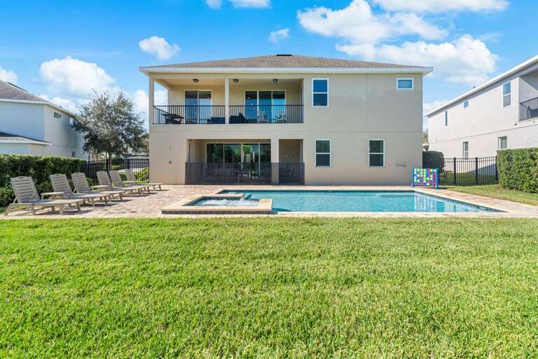 - Your backyard paradise: pool, hot tub, and endless sunshine.
- Sun, fun, and relaxation. Pool, hot tub, and loungers await!