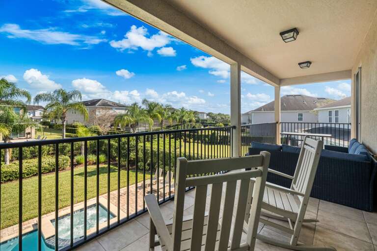 - Chill on the patio, watch the pool sparkle below.
- Elevated relaxation with poolside views.