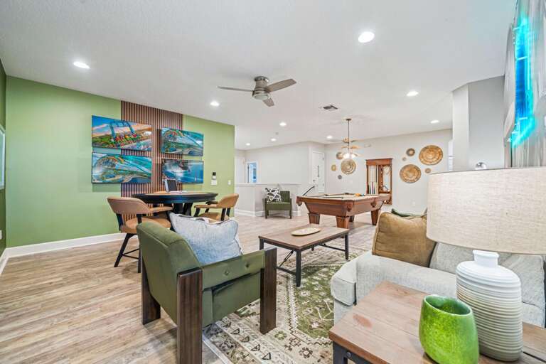 2nd level living and game area w/ pool table