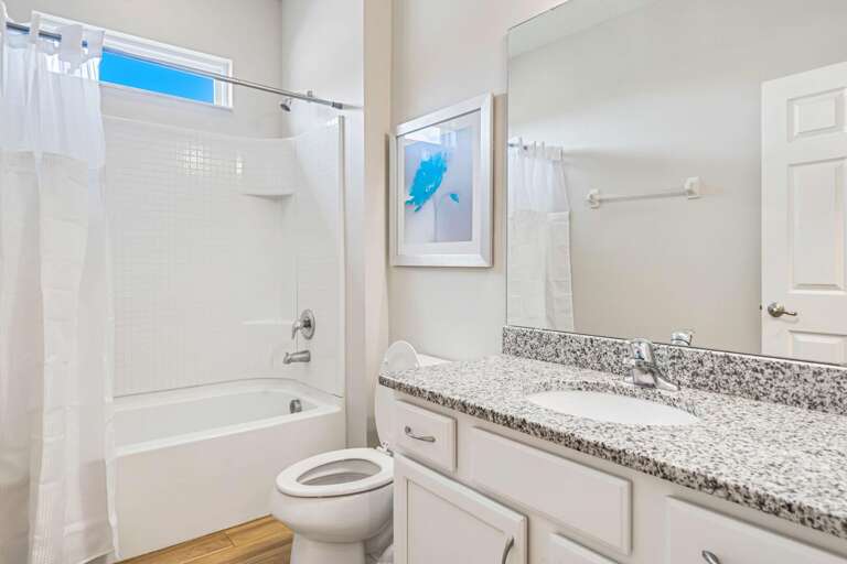 Bathroom w/ bath and shower combo