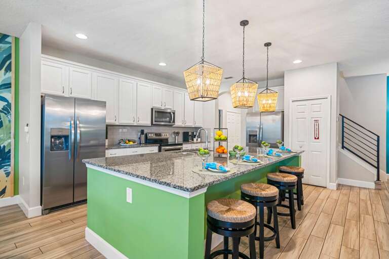 Kitchen area w/ stainless steel appliances