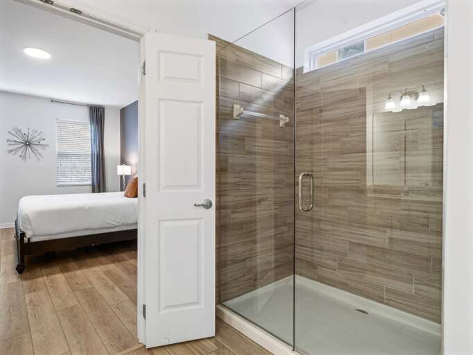 Bathroom with Glass enclosed shower