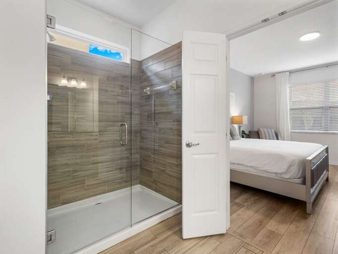 Bathroom with Glass enclosed shower