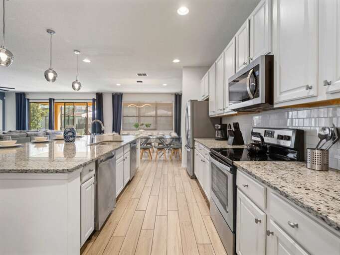 Kitchen area with stainless steel appliances