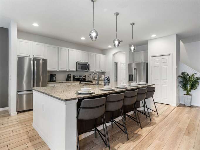 Kitchen area with stainless steel appliances