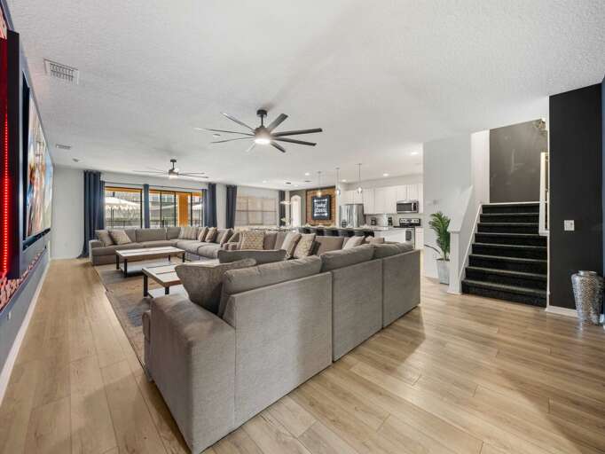 Living, Dining, and Kitchen area